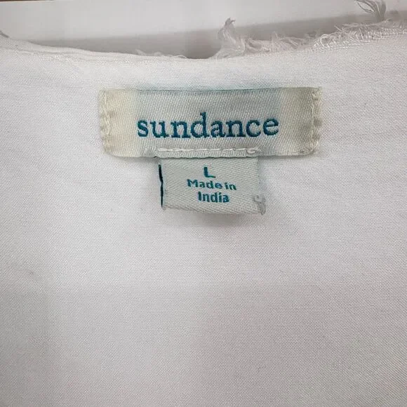 Sundance Women's White Scoop Neck Tiered Tank Top Large - Picture 10 of 11